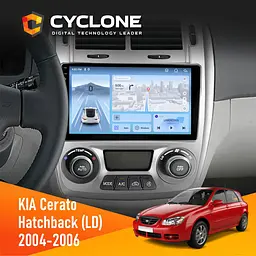 Штатна магнітола KIA Cerato 2004-2006 Climate Cyclone C9-012 4x64, DSP, 4G Cyclone (НФ-00007904)