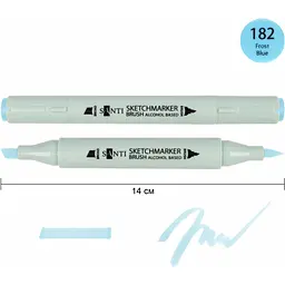 Набір спиртових маркерів Santi Brush SA-182 морозний синій 6 шт. (390982) - мініатюра 2