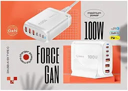 Мережевий зарядний пристрій Gelius Force GaN 100W GP-HC063 3USB-A + 3Type-C - мініатюра 10