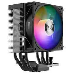 Кулер для процесора PcCooler R400 ARGB, Black, алюміній/мідь, 1x90 мм ARGB, для Intel 1700/1200/115x, AMD AM5/AM4, висота 133 мм, до 180 Вт