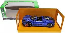 Колекційна металева модель автомобіля Автопром Porsche 918 Spyder з інерцією, світлом та звуком 1:24 - мініатюра 7