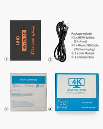 HDMI спліттер 1×4 4K 30Hz для 4 дисплеїв, Plug&Play - мініатюра 2