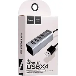 USB-Хаб USB-хаб HOCO HB1 4USB Line machine Tarnish (6957531038139) - мініатюра 4