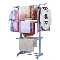 Багатоярусна сушарка для білизни, речей, одягу Garment rack with wheels складана - мініатюра 9