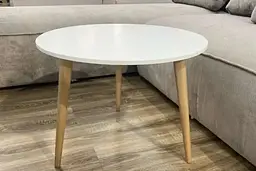 Бамбуковий кавовий столик на трьох ніжках 60x60x50 см Білий (91820001) - мініатюра 4