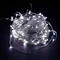 Новорічні гірлянди Мідна дротяна лампа 100LED 10м (батарейки) білий Силіконовий провід (7108) - мініатюра 2