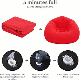 Надувне крісло-пуф Inflatable Sofa / Надувне крісло-мішок 110х110х85 см Червоний - мініатюра 3