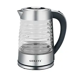 Електрочайник скляний Sokany SK-1027 безшумний 2,2 л з підсвіткою Sokany SK1027CST - мініатюра 7