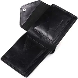 Чоловіче шкіряне портмоне чорне GRANDE PELLE 11.5х9х1.5 см acs0032101 - мініатюра 2