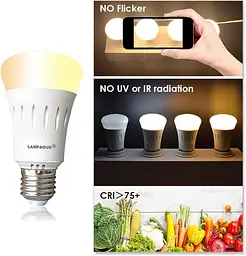 Лампочка LAMPAOUS White Ambiance 9W E27 Dimmable з бездротовим пультом дистанційного керування 2.4G, від 90 люменів до 800 люмен - мініатюра 4