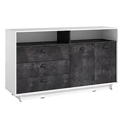 Тумба-Комод Moreli Kuba FK-0002 з ящиками та дверцятами 1580х900х450мм Білий/Бетон Темний