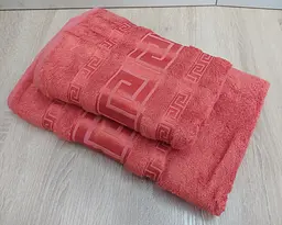Набір турецьких бамбукових махрових рушників Cestepe 50х90+70х140 Bamboo Grek Orange - мініатюра 3