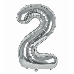 Кулька повітряна фольгована Цифра-2 80 см срібло 24С1-2