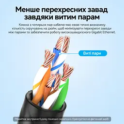 Мережевий кабель Ethernet Vention 1,5 м патч-корд RJ45 штекер на RJ45 штекер Cat6A до 10 Гбіт/с кутові роз'єми 90° з обертанням на 360° тонкий діаметром 2,8 мм неекранована вита пара UTP жили з безкисневої міді смуга частот 500 МГц чорний (IBOBG) - мініатюра 7