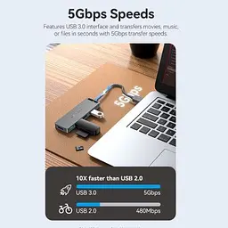 Концентратор Vention USB 3.0 to 4xUSB 3.0 Hub With Power Supply 0.15m black (CHLBB) - мініатюра 5