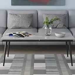 Стіл журнальний трансформер Dandi Small Ferrum-decor 45x120(160)x70 Чорний метал ДСП Бетон 16 мм (FRD-106793)
