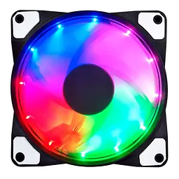 Кулер корпусний Voltronic sleeve fan 3-контактний + 4-контактний — 120 мм, 12 В, 1100 об/хв, 16 світлодіодів, RGB - мініатюра 2
