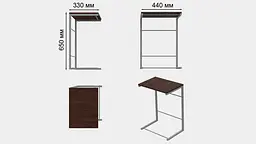 Столик Террі Ferrum-decor 650x440x330 Сірий метал ДСП Венге Магія 16 мм (FRD-105315) - мініатюра 2