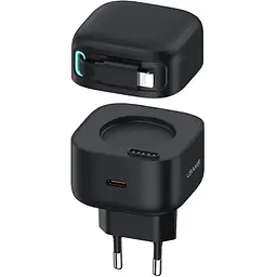 МЗП Usams US-CC209 GaN With Lightning Magnetic Retractable Cable Module XMF Ser. 35W (2USB-C) Black