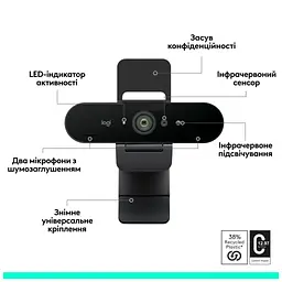 Веб-камера Logitech Brio 4K Ultra HD for Business Graphite (960-001746) - мініатюра 6