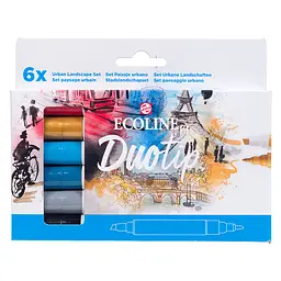 Набір маркерів акварельних двосторонніх ECOLINE DUO TIP Urban Landscape 6 шт Royal Talens (8712079470050)