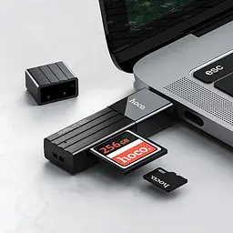 Кардрідер Hoco HB20 Mindful 2-in-1card reader ( USB3.0 ) Black - мініатюра 2