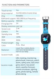 Смарт-годинник телефон дитячі Smart Watch S1 з відеодзвінком GPS SIM-карта Blue (18581) - мініатюра 3