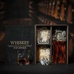 Подарунковий набір віскі Whiskey Stones №12 у дерев'яному пеналі - графин + склянки Bormioli Rocco Cassiopea - мініатюра 5