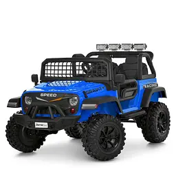 Джип M 6376EBLR-4 радіо/к2.4G 1акум12V10AH, 4мотора45W, BLUETOOTH, USB, TF, EVA, музи, світ, шкіра.синій