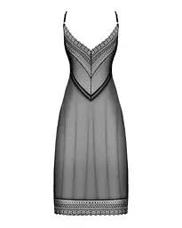 Напівпрозора довга сорочка Obsessive Estiqua chemise чорний асиметричний крій XS/S - мініатюра 6