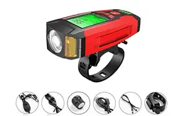 Вело ліхтар + дзвінок + велокомп'ютер AS0808 XPG+2LED(yellow)+COB(red) micro USB - мініатюра 3