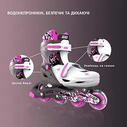 Роликові ковзани Neon Combo розмір 34-37 сіро-рожеві (NT31P4) - мініатюра 9