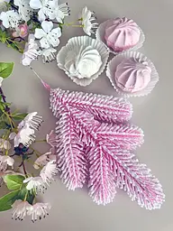 Гілка хвойна лита Hvoya Lux Marshmallow Pink рожева засніжена 33 см 150 шт. - мініатюра 5