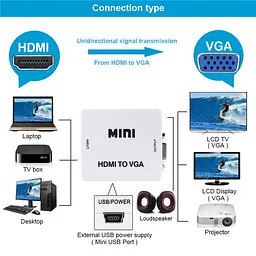 Адаптер HDMI to VGA (перехідник, конвертер, 720p/1080p) перехідник, конвертер - мініатюра 9