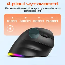 Мишка Meetion BTM010R RGB Bluetooth/Wireless Black (MT-BTM010R-A) - мініатюра 6