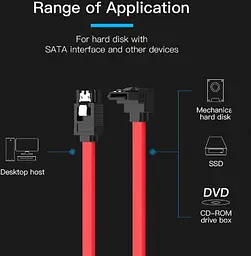 Кабель SATA 3.0 7pin, F/F, 0.5 м, L-коннектор, Красный Vention - миниатюра 3