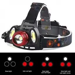 Ліхтар налобний з червоним світлом 2117-T6+2COP (RED) 2x18650 ЗП micro USB - мініатюра 2