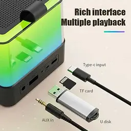 Блютуз-колонка з мікрофонами K18 wireless lightshow speaker, 5W, Білий, портативна караоке колонка bluetooth - мініатюра 2
