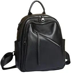 Стильний жіночий шкіряний рюкзак чорний міський 51124 Tiding Bag - мініатюра 3