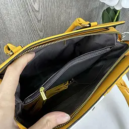 Сумка жіноча через плече класична стильна комбінована Жовто-біла 612Ж - мініатюра 7