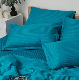 Набір наволочок Moon&Star Satin Stripe Turkish Blue 60х60 см 2 шт - мініатюра 2