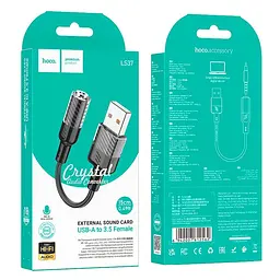 Перехідник Hoco Spirit transparent external Sound Card USB to 3.5 мм LS37 15cm DAC - мініатюра 2