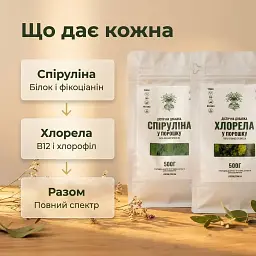 Набір "Повний спектр": спіруліна + хлорела у порошку 500+500 г - мініатюра 4