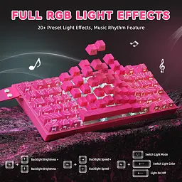 Ігрова дротова магнітна клавіатура Attack Shark R82 / Дротове підключення / Magnetic Switch / Pink - мініатюра 4