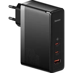 Зарядний пристрій Baseus GaN5 Pro 140W (2 x Type-C + USB) + Кабель Type-C + Type-C) Black (CCGP100201)