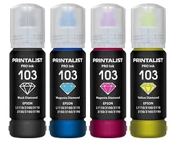 Комплект чорнил PRINTALIST 103 для Epson L3100/3110/3150 4х70г B/C/M/Y водорозчинне (PL103SET)
