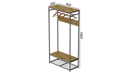 Вішалка модульна підлогова Ferrum-decor Треліс 15 180x90x38 сірий ДСП Дуб Артізан 16мм (FRD-104375) - мініатюра 3