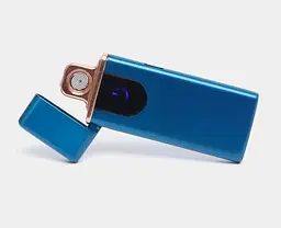 Зажигалка электронная GRAND USB спиральная аккумуляторная зарядка от microUSB синяя - миниатюра 2