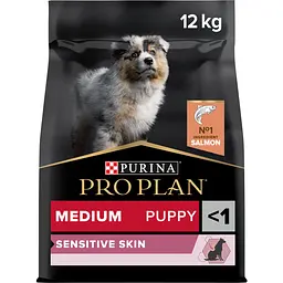 Сухий корм Purina Pro Plan Medium Puppy <1 Sensitive Skin для цуценят середніх порід з чутливою шкірою з лососем 12 кг (12367295)