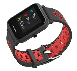 Спортивний ремінець Primo Perfor Classic для годинника Xiaomi Huami Amazfit Bip/Amazfit GTS Black Red - мініатюра 2